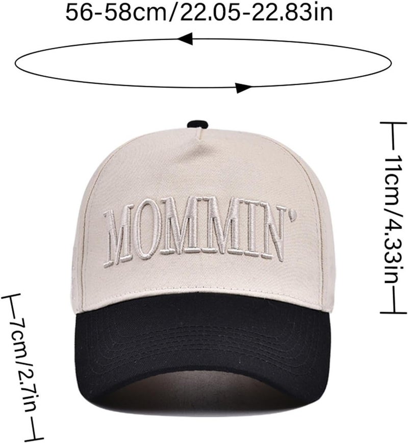 Asadovce Mommin Trucker Hat for Women Embroidered Mom Baseball Cap Adjustable Canvas Vintage Hat for Casual Wear - Image 2